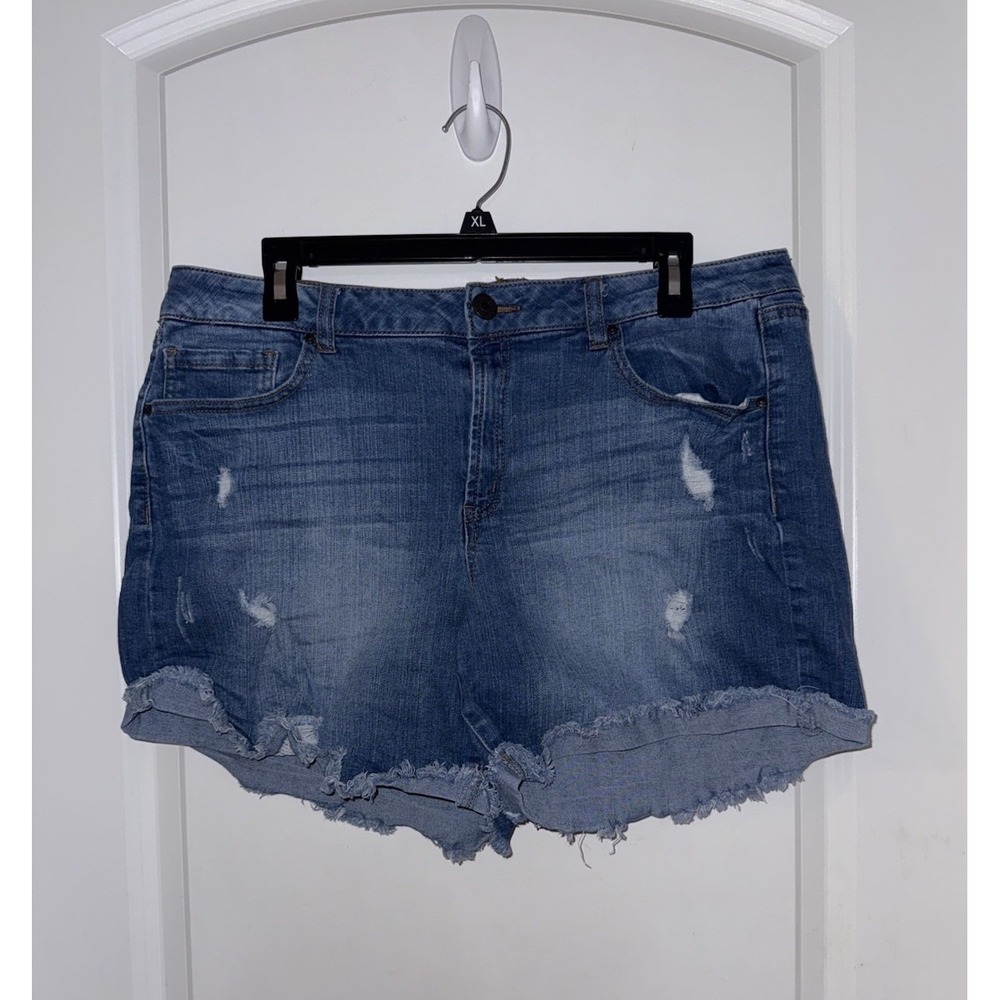 Refuge Shorts Cut Off Distressed Denim Girlfriend Jean Shorts Woman's Sizeโ 14